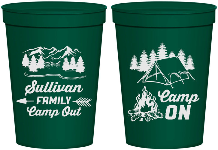 Personalized Family Vacation 16 oz Stadium Cups - Family Camp Out | 180019