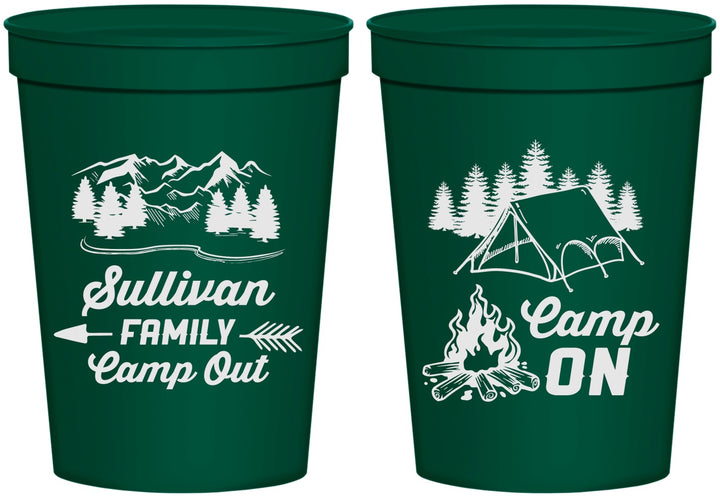 Personalized Family Vacation 16 oz Stadium Cups - Family Camp Out | 180019