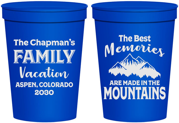 Personalized Family Vacation 16 oz Stadium Cups - Mountains | 180021