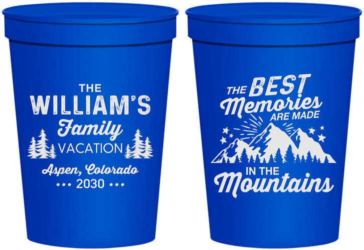 Personalized Family Vacation 16 oz Stadium Cups - Mountains | 180022