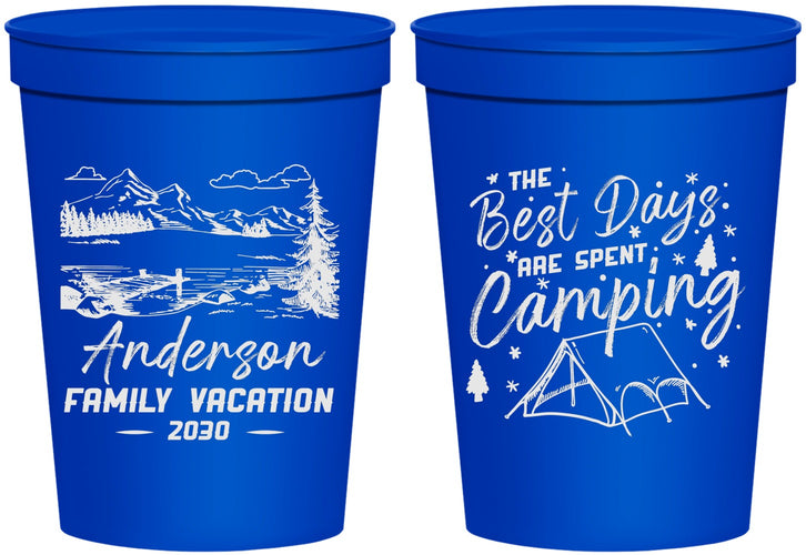Personalized Family Vacation 16 oz Stadium Cups - Camping Trip | 180025