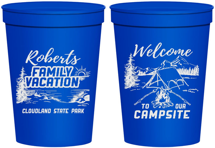 Personalized Family Vacation 16 oz Stadium Cups - Camping Trip | 180026
