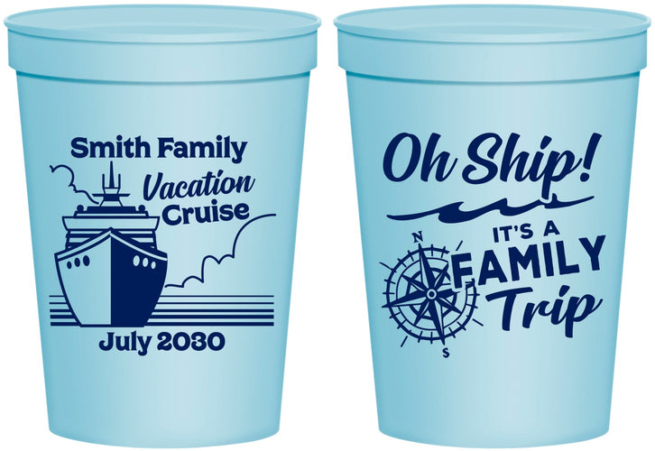 Personalized Family Vacation 16 oz Stadium Cups - Oh Ship Cruise | 180030
