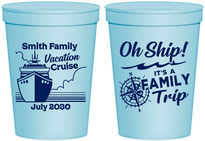 Personalized Family Vacation 16 oz Stadium Cups - Oh Ship Cruise | 180030