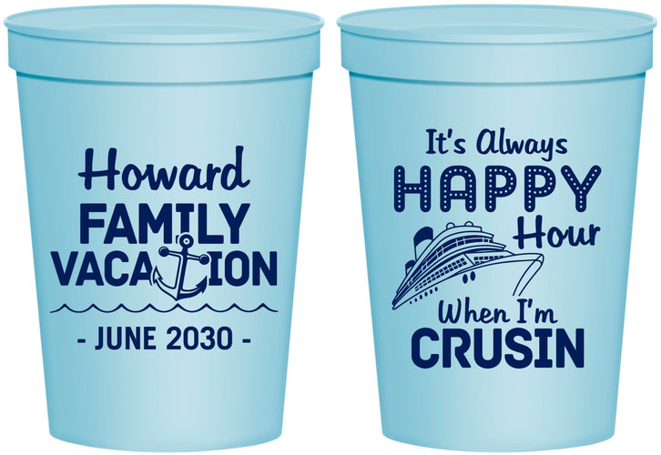 Personalized Family Vacation 16 oz Stadium Cups - Crusin Cruise | 180033