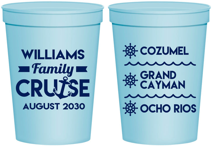 Personalized Family Vacation 16 oz Stadium Cups - Nautical Cruise | 180034
