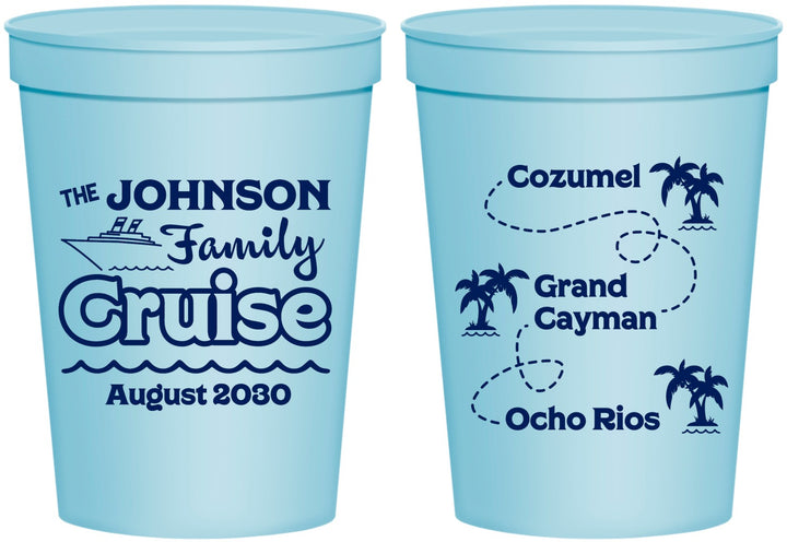 Personalized Family Vacation 16 oz Stadium Cups - Cruise Ship | 180035