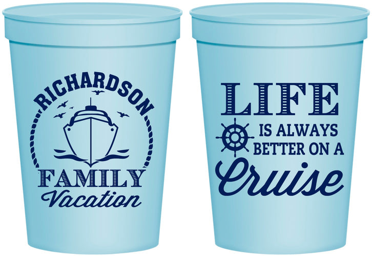 Personalized Family Vacation 16 oz Stadium Cups - Cruise Ship | 180036