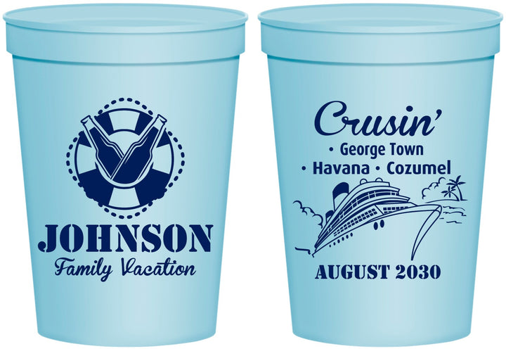 Personalized Family Vacation 16 oz Stadium Cups - Cruisin Ship | 180039