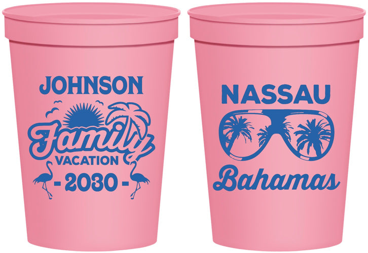 Personalized Family Vacation 16 oz Stadium Cups - Bahamas | 180041