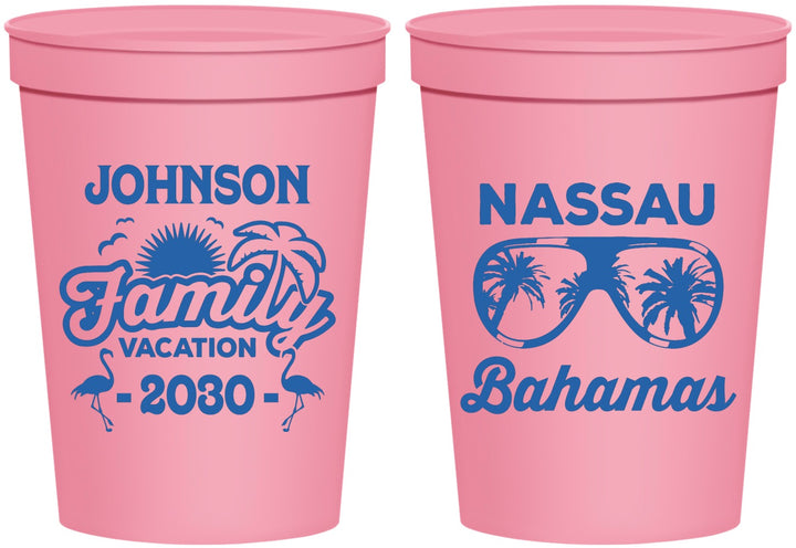 Personalized Family Vacation 16 oz Stadium Cups - Bahamas | 180041