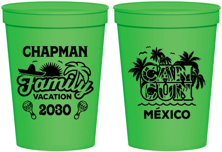 Personalized Family Vacation 16 oz Stadium Cups - Cancun | 180042