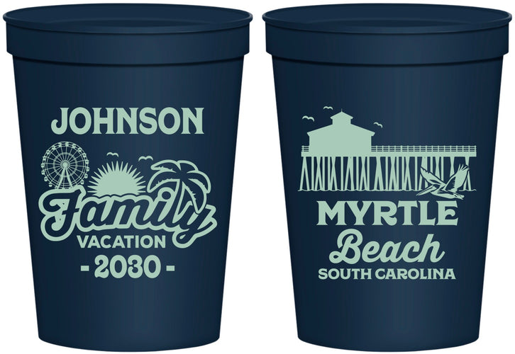 Personalized Family Vacation 16 oz Stadium Cups - Myrtle Beach | 180045
