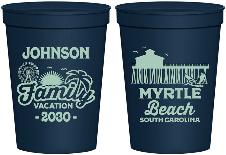 Personalized Family Vacation 16 oz Stadium Cups - Myrtle Beach | 180045