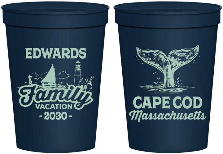 Personalized Family Vacation 16 oz Stadium Cups - Cape Cod | 180046