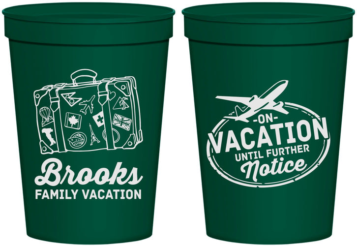 Personalized Family Vacation 16 oz Stadium Cups - Road Trip Plane | 180052