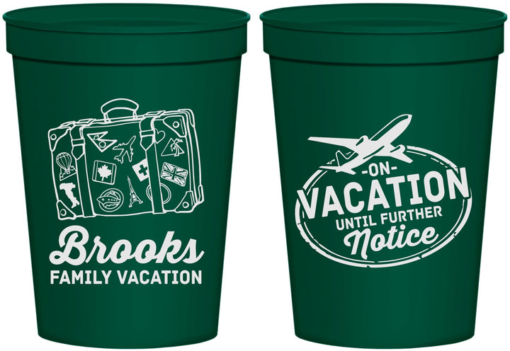 Personalized Family Vacation 16 oz Stadium Cups - Road Trip Plane | 180052