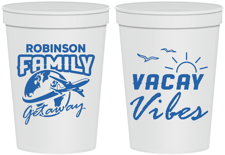 Personalized Family Vacation 16 oz Stadium Cups - Vacay Vibes | 180057
