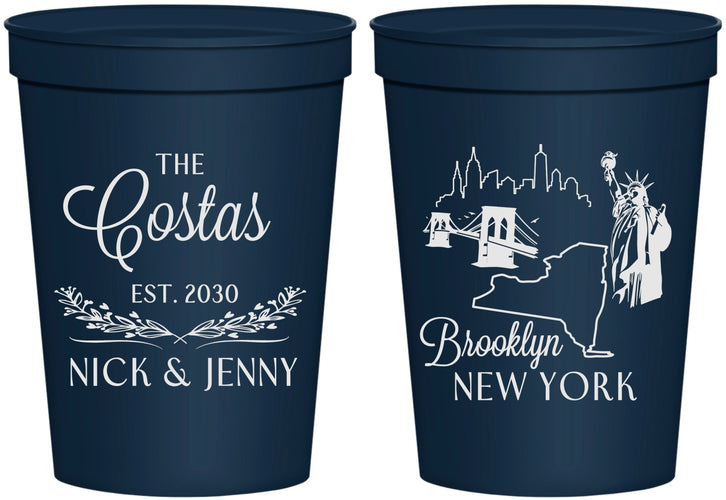 Personalized Wedding 16 oz Stadium Cups - New  York | 181