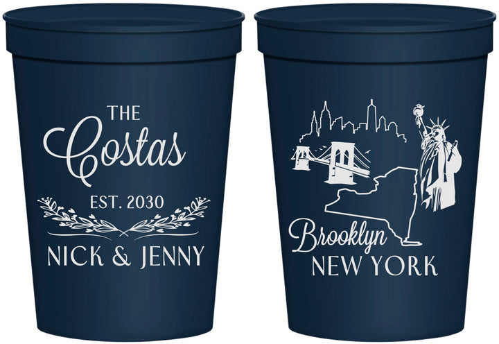 Personalized Wedding 16 oz Stadium Cups - New  York | 181