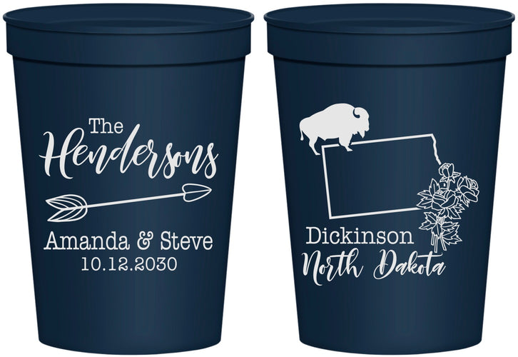 Personalized Wedding 16 oz Stadium Cups - North Dakota | 183