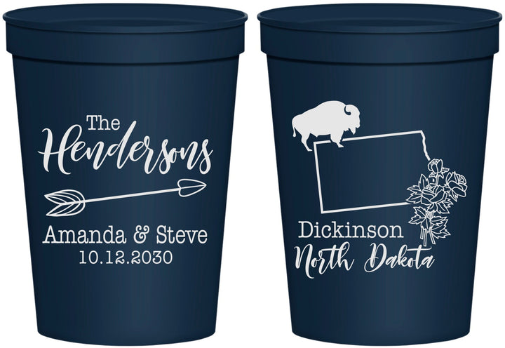 Personalized Wedding 16 oz Stadium Cups - North Dakota | 183