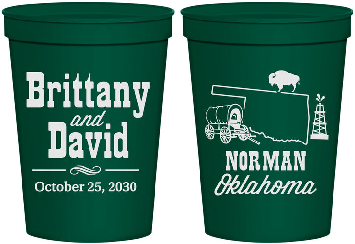 Personalized Wedding 16 oz Stadium Cups - Oklahoma | 185