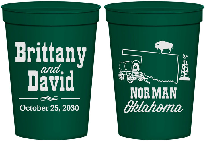 Personalized Wedding 16 oz Stadium Cups - Oklahoma | 185