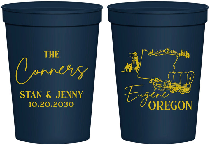 Personalized Wedding 16 oz Stadium Cups - Oregon | 186