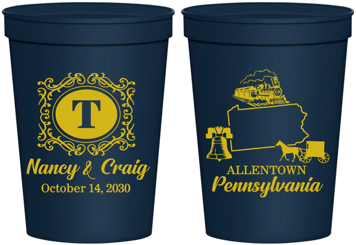 Personalized Wedding 16 oz Stadium Cups - Pennsylvania | 187