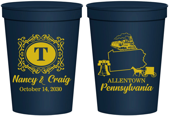 Personalized Wedding 16 oz Stadium Cups - Pennsylvania | 187
