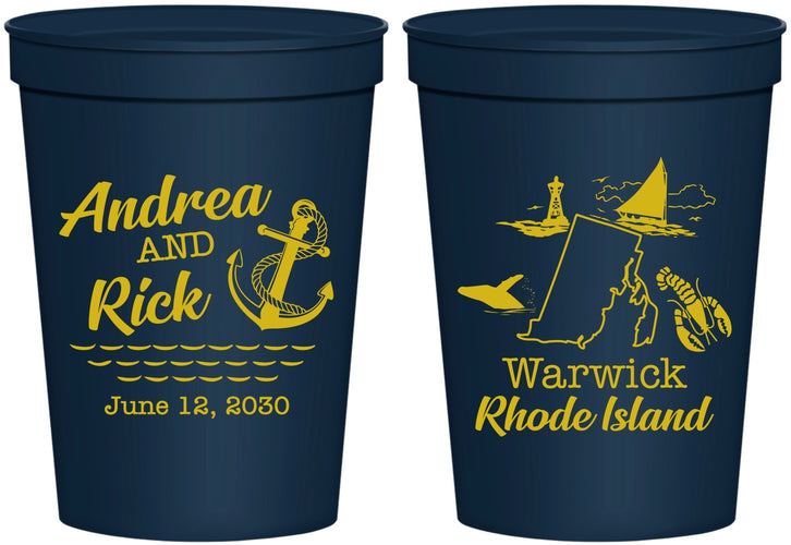Personalized Wedding 16 oz Stadium Cups - Rhode Island | 188