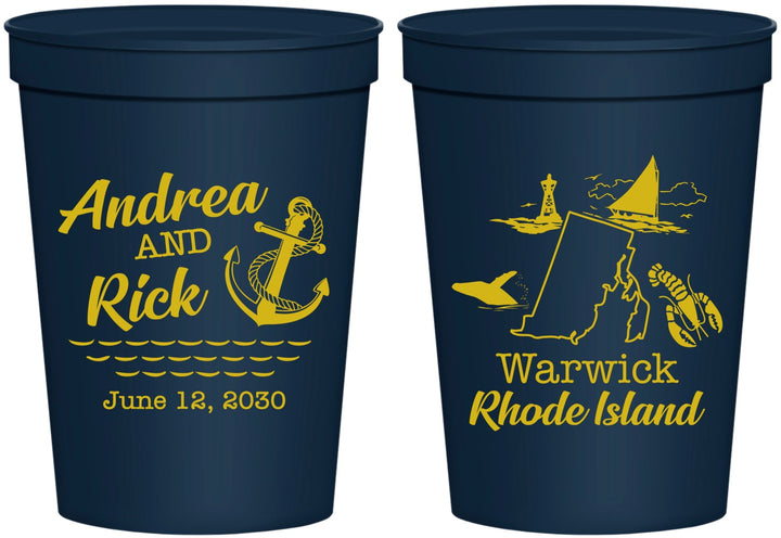 Personalized Wedding 16 oz Stadium Cups - Rhode Island | 188
