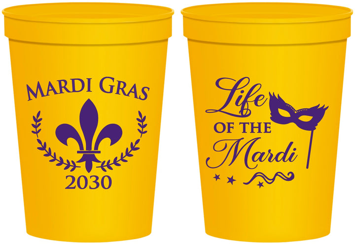 Personalized Mardi Gras 16 oz Stadium Cups - Life Of The Mardi | 190004