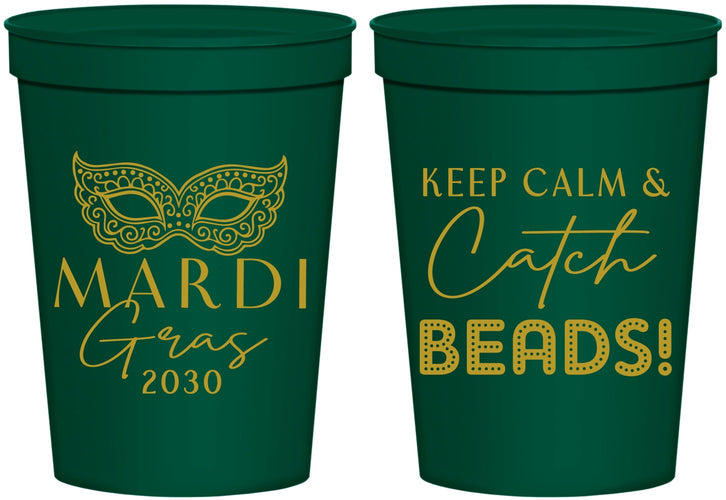 Personalized Mardi Gras 16 oz Stadium Cups - Beads Nola | 190007