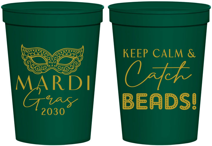 Personalized Mardi Gras 16 oz Stadium Cups - Beads Nola | 190007