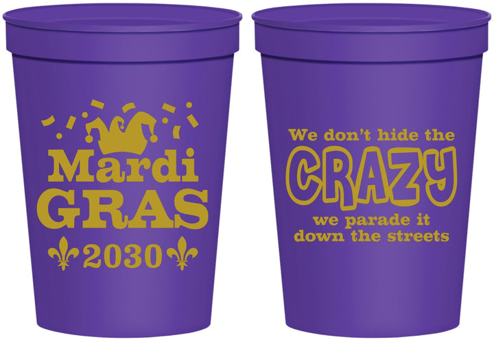 Personalized Mardi Gras 16 oz Stadium Cups - Fleur De Lis | 190009