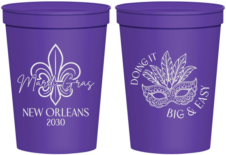 Personalized Mardi Gras 16 oz Stadium Cups - Fleur De Lis | 190010