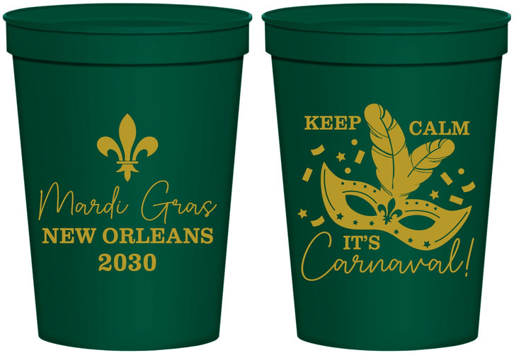 Personalized Mardi Gras 16 oz Stadium Cups - Fleur De Lis Carnaval | 190011