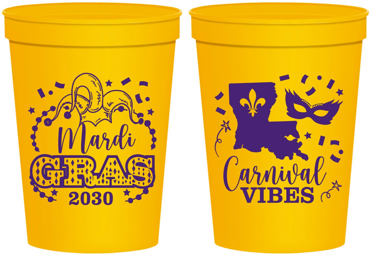 Personalized Mardi Gras 16 oz Stadium Cups - Fleur De Lis Carnaval | 190012