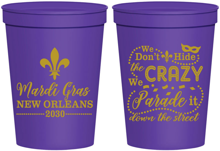 Personalized Mardi Gras 16 oz Stadium Cups - Fleur De Lis | 190013