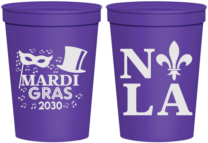 Personalized Mardi Gras 16 oz Stadium Cups - Nola Fleur De Lis | 190014