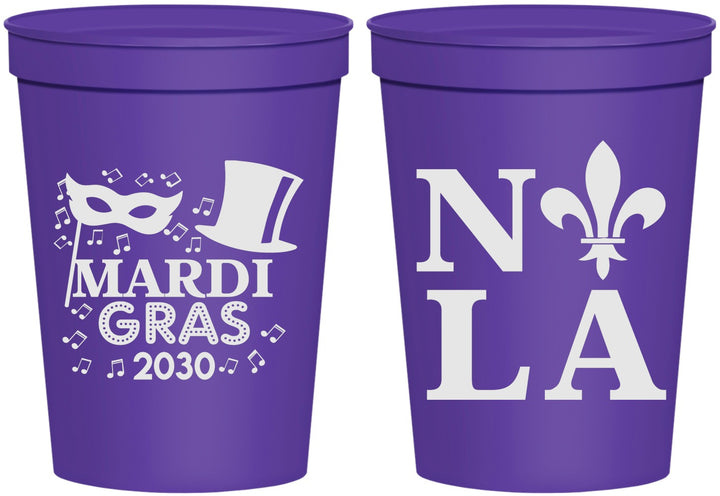 Personalized Mardi Gras 16 oz Stadium Cups - Nola Fleur De Lis | 190014