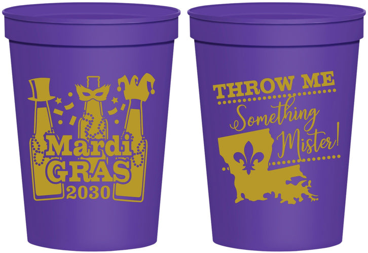 Personalized Mardi Gras 16 oz Stadium Cups - Beads Nola | 190017