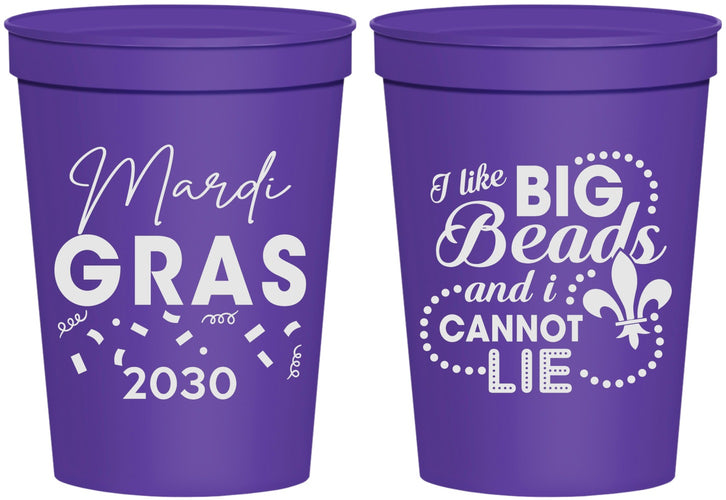 Personalized Mardi Gras 16 oz Stadium Cups - Big Bead Fleur De Lis | 190018