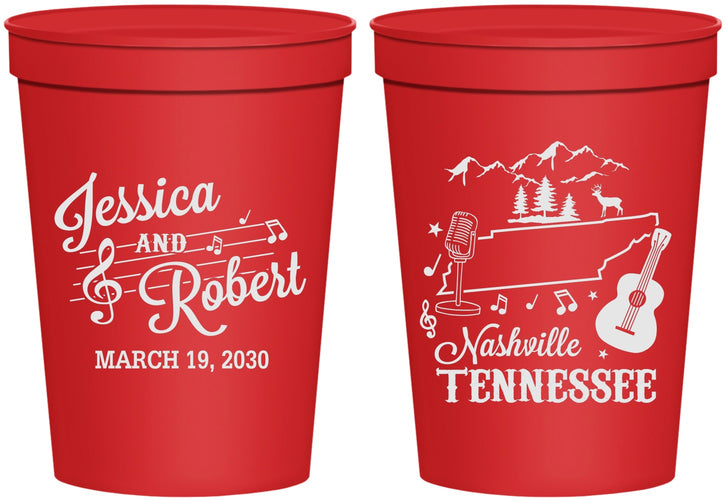 Personalized Wedding 16 oz Stadium Cups - Tennessee | 191