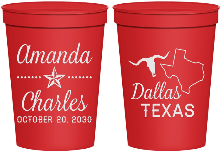 Personalized Wedding 16 oz Stadium Cups - Texas | 192