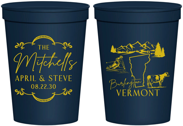 Personalized Wedding 16 oz Stadium Cups - Vermont | 194