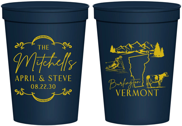 Personalized Wedding 16 oz Stadium Cups - Vermont | 194
