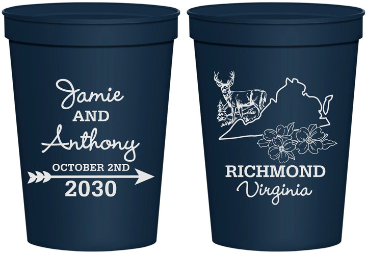Personalized Wedding 16 oz Stadium Cups - Virginia | 195